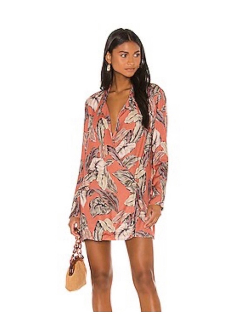 Beach Riot Blazer Coral Floral Tropical Wrap Mini Dress Size small
